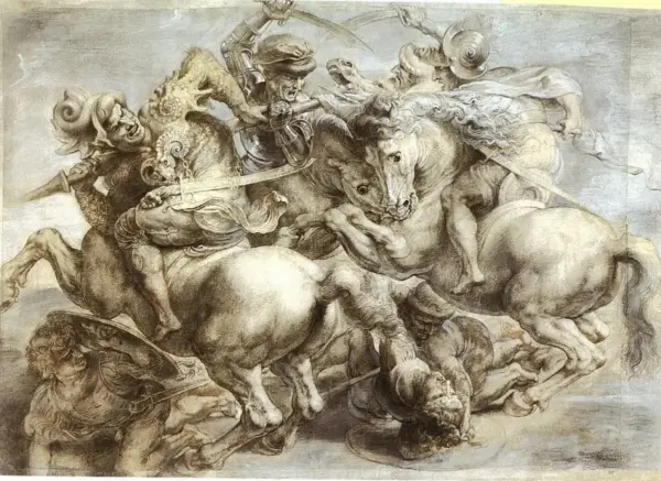 Salinan Pertempuran Anghiari yang dibuat pada abad ke-16 dan dimiliki dan diperluas oleh Rubens. Konon, dari k